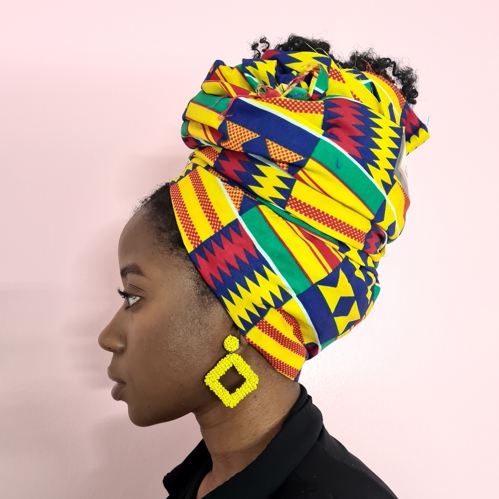 Kente African print floral headwrap.